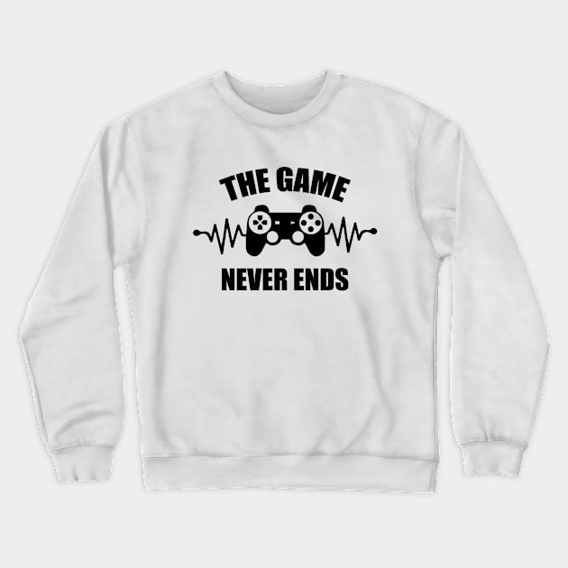 game never ends heartbeat controller gamer quote gaming Crewneck Sweatshirt by jodotodesign